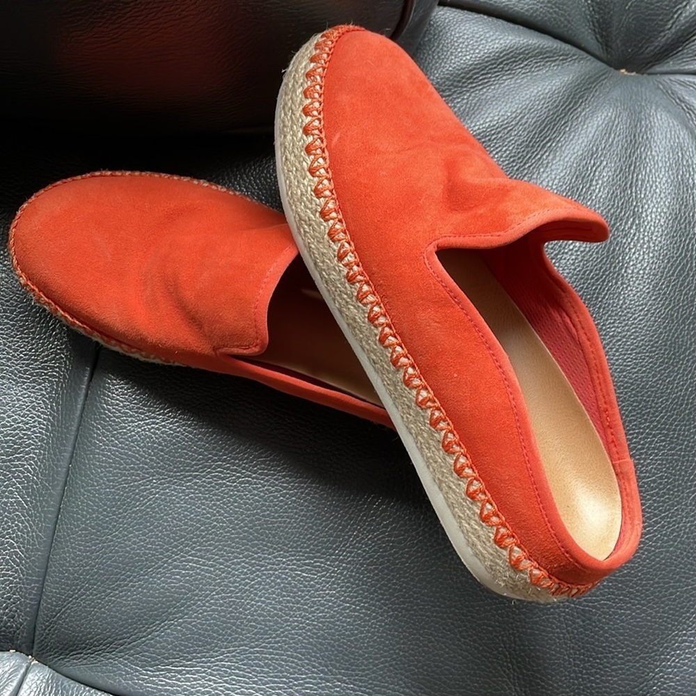 Dr Scholl’s Sunnie SlipOn Espadrilles Size 7 Orange Suede Relaxation Comfort